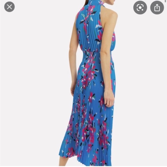 A.L.C. Renzo  Floral Pleated Midi Dress in Blue Size 8 Feminine Cocktail Party - Picture 2 of 10